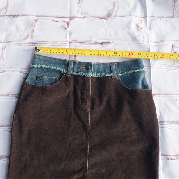 NAF NAF Jean Skirt with Brown Stretch Corduroy Women's Size 38 (US 4-6) - Picture 10 of 12
